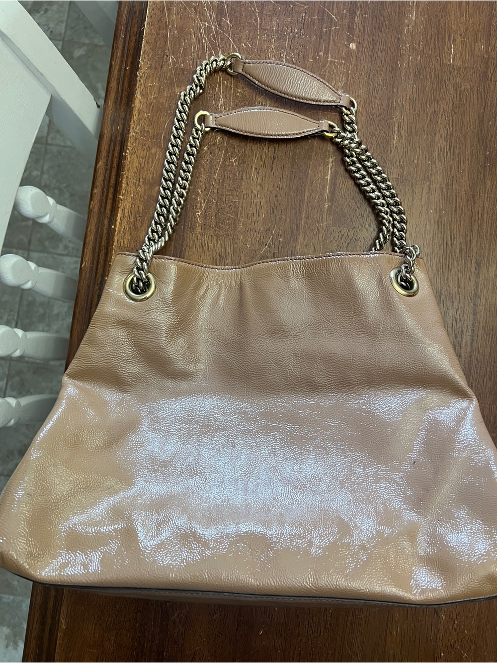 Gucci Brown SoHo Patent Leather Shoulder Bag with Tassel - Picture 5 of 11